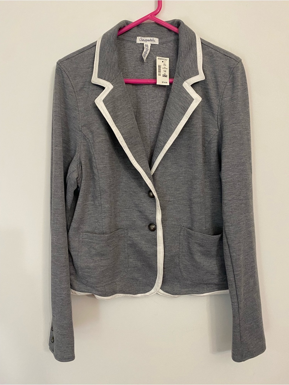 2013 Aeropostale Gray Blazer with White Trim